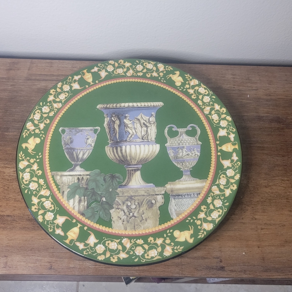 Ceraplat Antique Spanish Ceramic Ornamental Plate green rare handmade